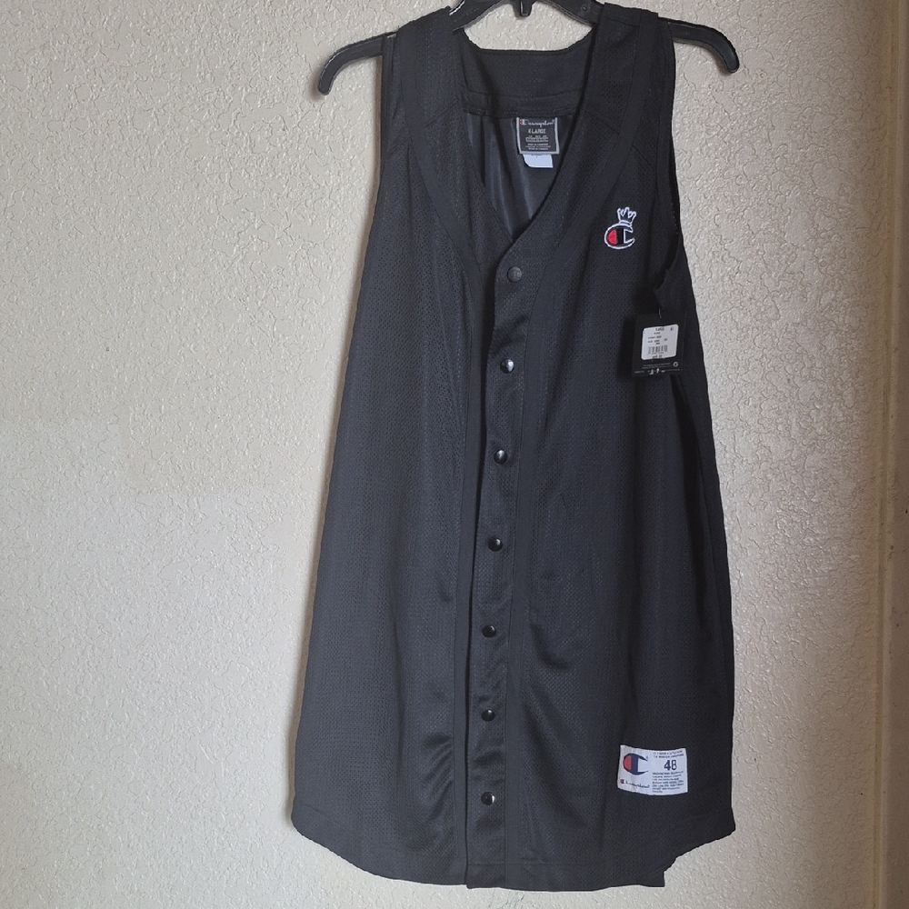 Champion Black Button-Up Jersey